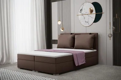 Produktbild von Boxspringbett Schlafzimmerbett MATRO 140x220cm in Stoff Soro Braun