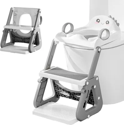 Immagine prodotto di Sedile per WC 2-in-1 con poggiapiedi, paraspruzzi, antiscivolo, regolabile, per bambini piccoli