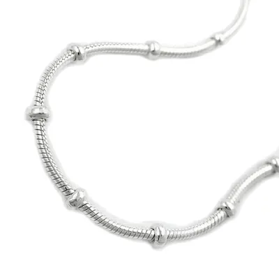 Produktbild von Kette 1mm runde Schlangenkette mit Kugeln symmetrisch Silber 925 42cm silber 1mm