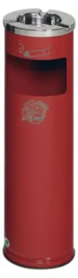 Produktbild von Robuster Kombiascher mit poliertem Aschereinsatz | 11,6 Liter, HxBxT 66x20x20cm | Verzinkter Stahl | Rot