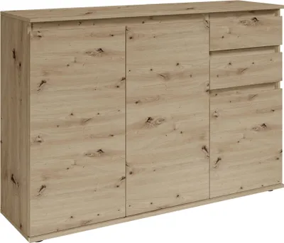 Produktbild von Sideboard >Brest< 3 Türen, 2 Schübe, in Artisan Nachbildung - 119x84x35cm (BxHxT)