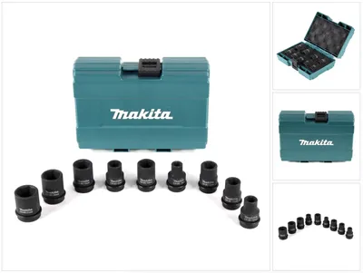 Zdjęcie produktu dla Makita zestaw kluczy nasadowych 1/2" 9 szt. nasadek w praktycznym pudełku transportowym ( B-66232 )