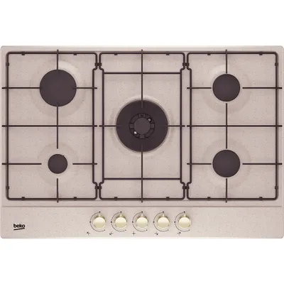 Image de Beko HIAW 75224 SAVR Table de cuisson encastrable 75 cm gaz 5 brûleurs flocons d'avoine