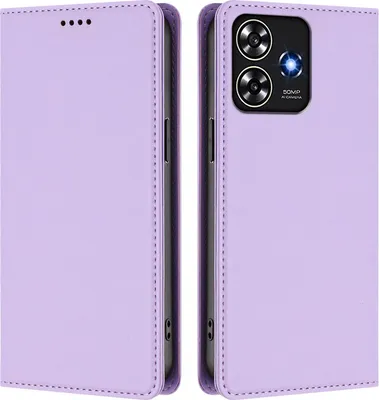 Produktbild von Handyhülle für ZTE Blade A73 4G, Kunstleder Klapphülle Stoßfeste Magnetische Hülle mit Ständer Violett