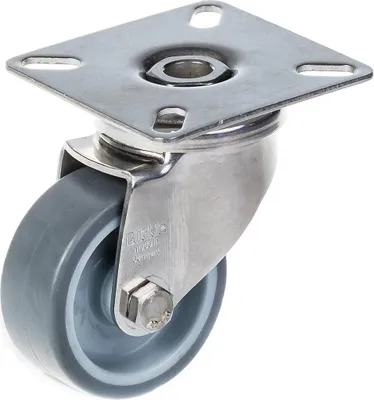 Zdjęcie produktu dla kółko 50 mm 2" ze stali nierdzewnej, szara guma, obrotowe, 40 kg