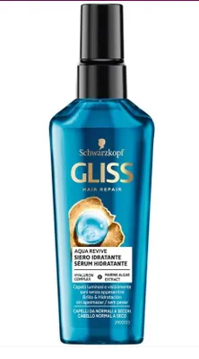 Produktbild von Schwarzkopf Gliss Kur Aqua Revive Serum, Haarserum, 75 ml, Frauen, trockenes Haar, normales Haar, Feuchtigkeitsspendend, Glanz, Glättend, Spray