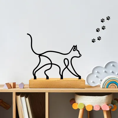 Image de Evila Originals, Meow - Black, objet décoratif, bois, 17 x 8 x 17 cm