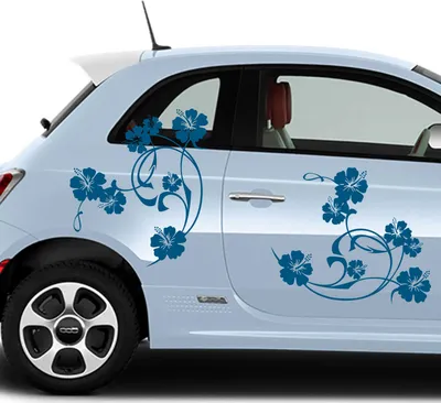 Produktbild von Aufkleber - Autoaufkleber-Set Hibiskus Swirl 4 Stk. je 50cm x 40cm Signalblau - Tuning Carystyling Heckscheibe Auto
