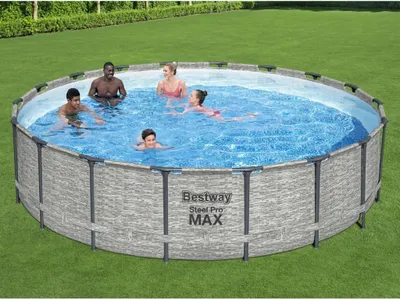 Zdjęcie produktu dla Bestway 5618Y, 23062 l, Basen ramowy, Dziecko i dorosły, 3 os., Drabina, Szary