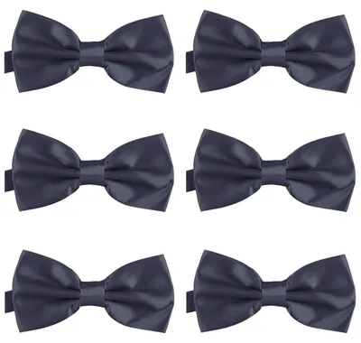 Produktbild von 6er Set DonDon Herren Fliege 12 x 6 cm gebunden und längenverstellbar grau