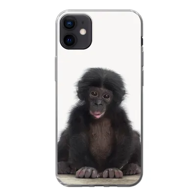 Produktbild von MuchoWow® Handyhülle Schutzhülle Hülle für iPhone 12 mini Kind - Affe - Schimpanse - Babytiere - Jungen - Mädchen Silikon Softcase Handy Hülle - Bild