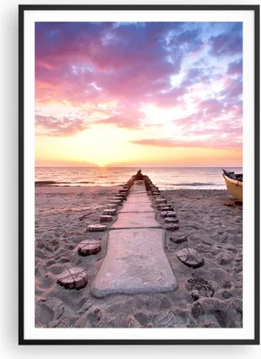 Produktbild von Gerahmtes Poster - Schwarzer Rahmen - Boot Strand Himmel - 70x100 cm - Wand Bild - Wanddeko - Wandbilder - Kunstposter - Wandposter - Bilderrahmen - Bilder - Kunstdruck - P2BPA70x100-5064