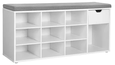 Produktbild von VASAGLE Schuhbank mit Schublade, gepolsterter Sitz, 30 x 104 x 48 cm