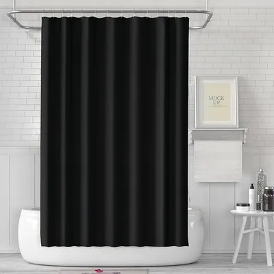 Produktbild von Duschvorhang 180 x 180 cm, schimmelresistent, wasserdicht und abwaschbar, aus PEVA, inklusive 12 Duschringen, schwarz