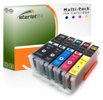A box of Starlet24 multi-pack ink cartridges with the cartridges displayed in front.