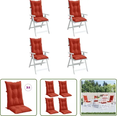 Image de Coussins pour fauteuil Hochlehner, lot de 4, mélange de couleurs rouge, dimensions 120x50x7 cm, tissu