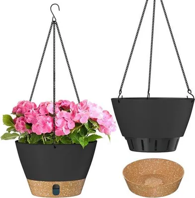 Immagine prodotto di Vasi per piante rampicanti, 20 cm, grigio scuro, set da 2