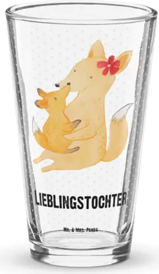 Produktbild von Mr. & Mrs. Panda Glas Fuchs Mama - Transparent - Geschenk, Schoß, Umarmen, Longdrinkglas, Tumbler, Trinkglas, Mutter, Bierglas, Cocktailglas, Muttertag