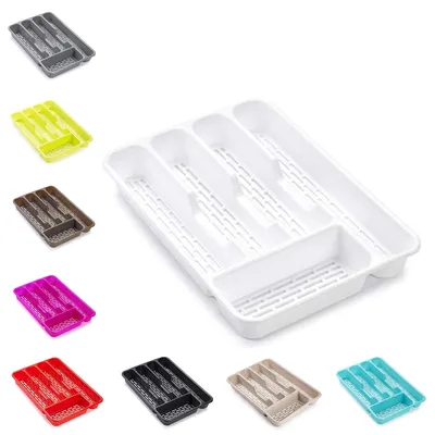 Produktbild von Bestecklade Kunststoff weiß, 33 x 24 x 4,3 cm, Besteckorganizer für die Küche