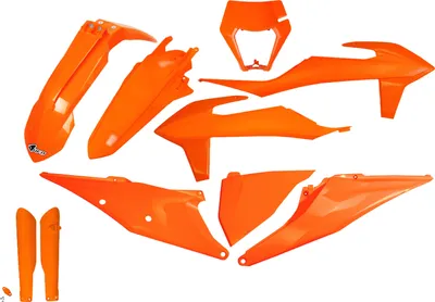 Produktbild von Ufo Kunststoffset Mit Teleskopabdeckungen Für Ktm Exc 125 '20-'21, Exc 250 / 300 '20-'23, Exc-F 250 / 350 / 450 / 500 '20-'23 Farbe Orange