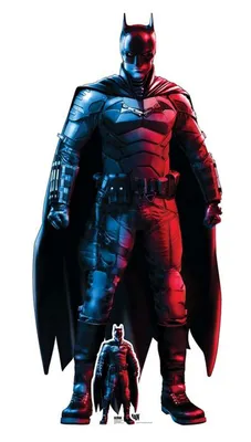 Image de Batman Robert Pattinson, représentant en carton, rouge et bleu