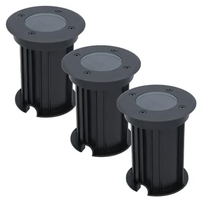 Produktbild von hoftronic LED Bodeneinbaustrahler 3er Set Ø12cm GU10 Dimmbar IP67 Schwarz