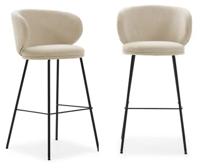 Image de CALICOSY - Lot de 2 tabourets en tissu avec pieds en métal noir H65 cm - RUSH