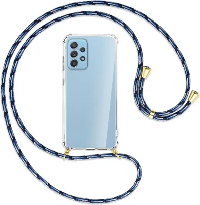 Produktbild von Handykette Backcover-Schutzhülle mit Band (Metall goldfarben) für Samsung Galaxy A52 4G / 5G, A52s 5G - Blautöne