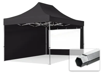 Zdjęcie produktu dla 3x4,5 m Namiot Ekspresowy PROFESSIONAL Alu 40mm, ze ścianami bocznymi, okna panoramiczne, czarny