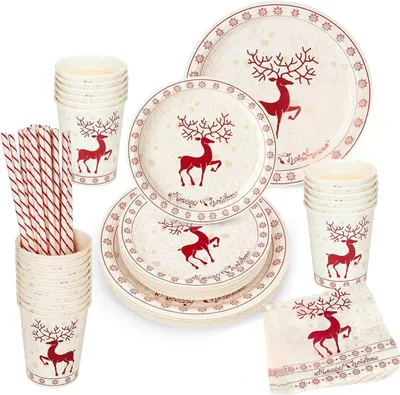Produktbild von Solidchoice – 125-teiliges Weihnachtsgeschirr-Set für festliche Anlässe