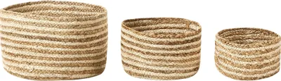 Produktbild von BELIANI Set aus 3 Körben aus natürlichem Jutegewebe 13/14/20 cm zur Aufbewahrung im rustikalen Boho-Stil