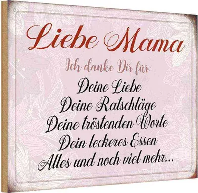 Produktbild von vianmo Holzschild 12x18 cm liebe Mama ich danke dir Männer Frauen