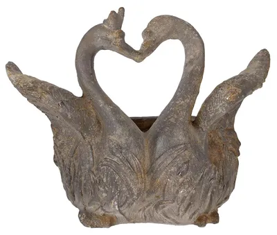 Produktbild von Clayre & Eef Blumentopf Schwan 49x27x37 cm Grau Keramikmaterial