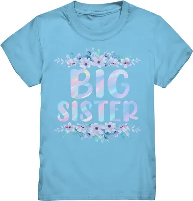 Produktbild von Große Schwester T-Shirt Blumen Big Sister – Sky Blue / 110/116 (5-6)