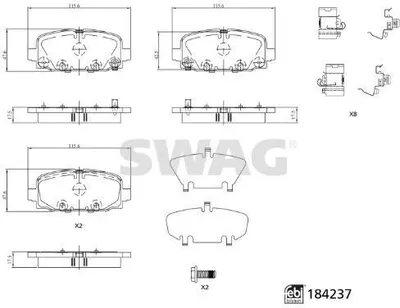 Produktbild von SWAG Bremsbeläge Satz Hinten Bremsklötze für JEEP Compass (MP, M6) 33 10 9327