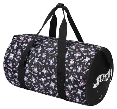 Image de Sac de sport Baagl pour filles, sac de voyage pliable, idéal pour l'école - Motif Kuromi, couleur noire