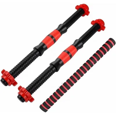 Immagine prodotto di Set di bilancieri da 3 pezzi, da 35 cm e 40 cm, con filettatura per dischi pesi da 3 cm, antiscivolo, in acciaio con rivestimento in plastica/schiuma