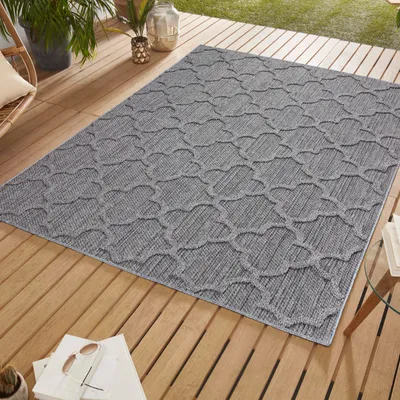 Zdjęcie produktu dla Dywan zewnętrzny Dywany w stylu skandynawskim Kuchnia  Balkon  Taras  Ogród  Piknik , Rozmiar : 140 x 200 cm , Kolor : Szary-1