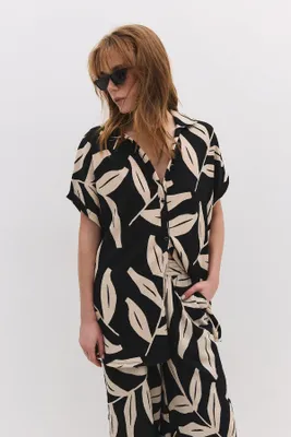 Produktbild von Kurzärmeliges gemustertes Hemd, Black, L
