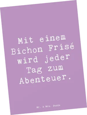 Produktbild von Mr. & Mrs. Panda Postkarte Spruch Bichon Frisé Abenteuer - Lavendeltraum - Geschenk, weiße Hunde, Hunderassen, Hundeliebhaber, Beschreibung, Ansichtskarten, Hundepflege