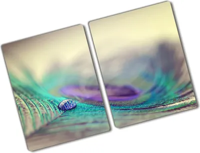 Produktbild von Tulup Glas Herdabdeckplatte - 2x40x52 cm - Glaskeramikkochfeld-Abdeckung Spritzschutz Glasabdeckplatte Kochplattenabdeckung und Schneidebrett - Zweiteilig - Kunst: modern & klassisch - Tropfen Feder - Mehrfarbig
