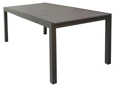 Immagine prodotto di Tavolo estensibile da esterno 180/240 cm con struttura in alluminio e piano in polywood effetto legno in doghe -  DarkGrey