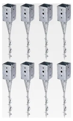 Produktbild von 8er Set Einschraub-Bodenhülsen für Vierkantholzpfosten, feuerverzinkt, 91 x 91 mm, Gesamtlänge 595 mm