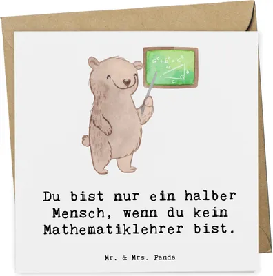 Produktbild von Mr. & Mrs. Panda Glückwunschkarte Mathematiklehrer Herz - Weiß - Geschenk, Referendariat, doppelkarte, Grußkarte, faltkarte, Spruch, Lustig, Lehrer, Mathelehrer