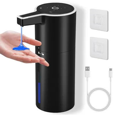 Produktbild von Automatischer Flüssigseifenspender, 400 ml, mit Infrarotsensor, 4 Geschwindigkeitsstufen, Wandmontage, 1800 mAh, USB-aufladbar, IPX5 wasserdicht, geeignet für Küchen.