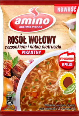 Zdjęcie produktu dla Amino Rosół Wołowy z Czosnkiem i Natką Pietruszki 60 g