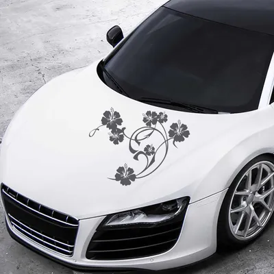 Produktbild von Aufkleber - Autoaufkleber "Hibiskus Swirl" 76cm x 60cm dunkelgrau - Tuning Carystyling Heckscheibe Auto