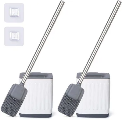 Produktbild von Toilettenschwaber-Set 2tlg. Weiß Silikon Edelstahl