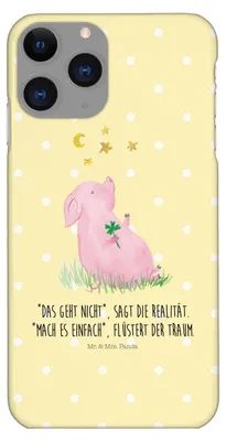 Produktbild von Mr. & Mrs. Panda Iphone 11 Pro Handyhülle Schwein Glück - Gelb Pastell - Geschenk, Sterne, Premium Kunststoff, Schweinchen, Motivation, Handy Case, Lustige Sprüche, Ziele