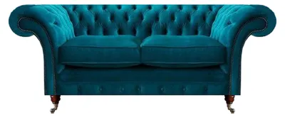 Produktbild von Wohnzimmer Modern Zweisitzer Sofa Couch Blau Modern Polster Stoff Textil